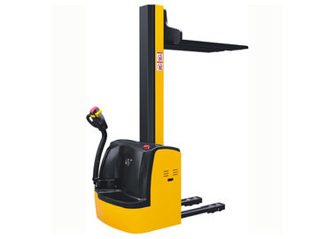 Single Column Walkie Electric Pallet Stacker 1 Ton With Wide View Mast